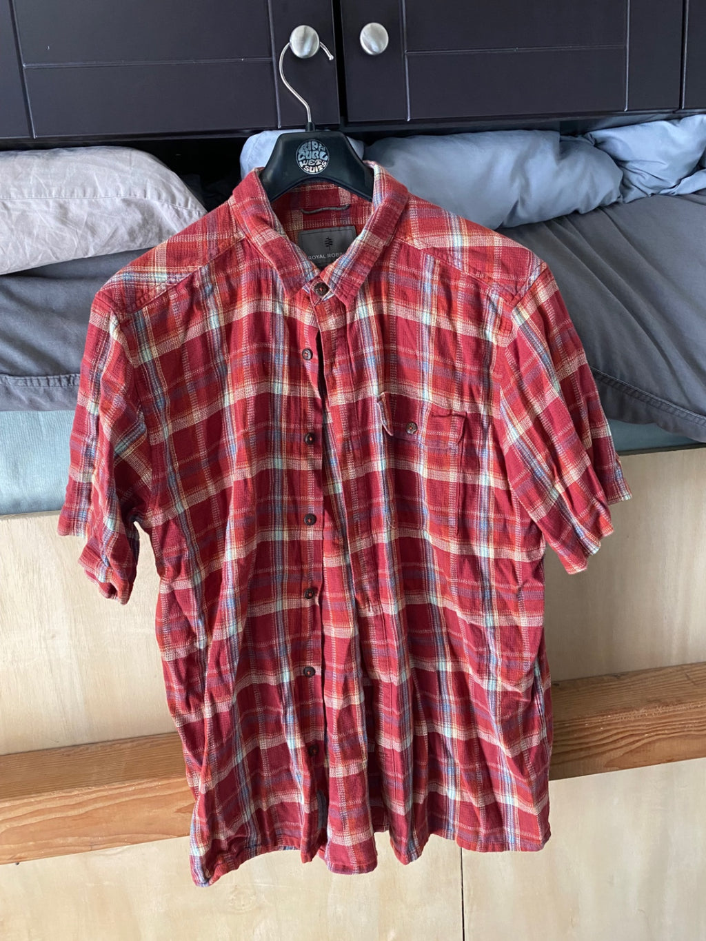 Royal Robins Short Sleeve (Button Up) L Red Flannel