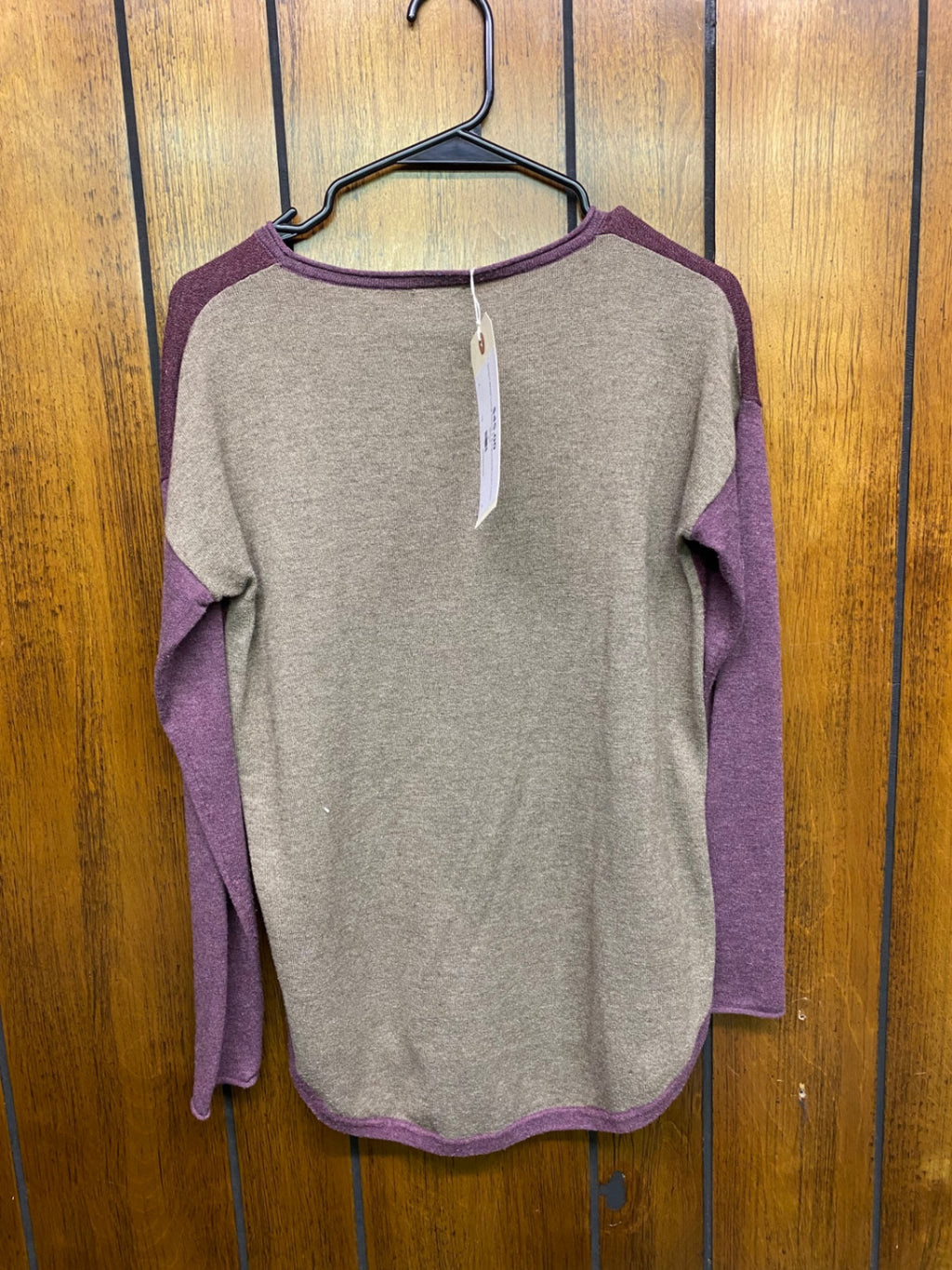 Smart Wool Long Sleeve S Burgundy/Brown color block