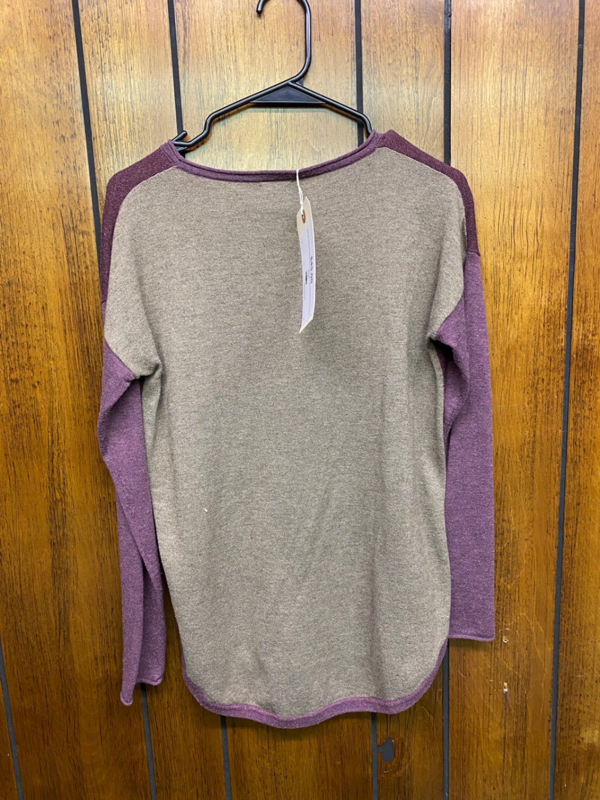 Smart Wool Long Sleeve S Burgundy/Brown color block