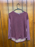 Smart Wool Long Sleeve S Burgundy/Brown color block
