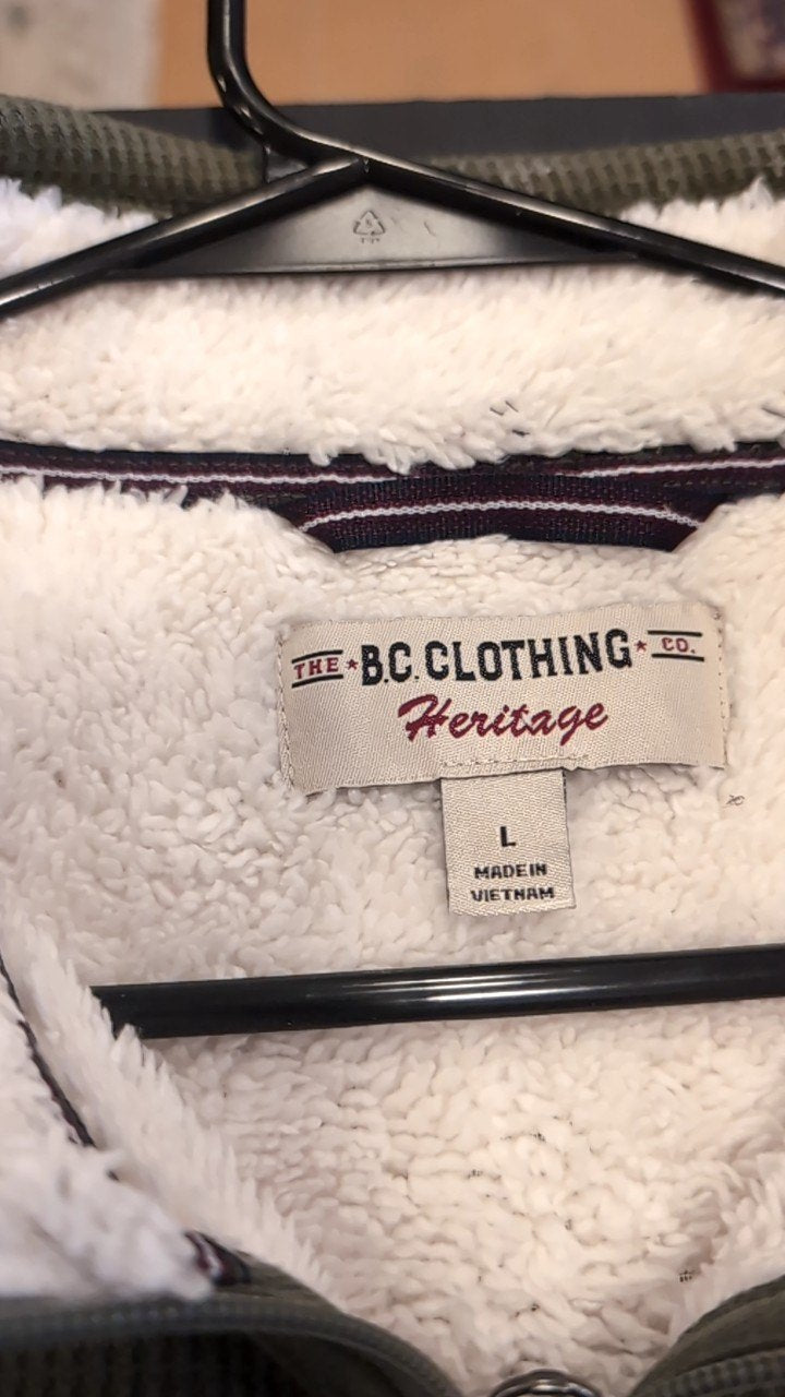 BC Clothing Jacket (Quarter-Zip) (No Hood) L Green Grid