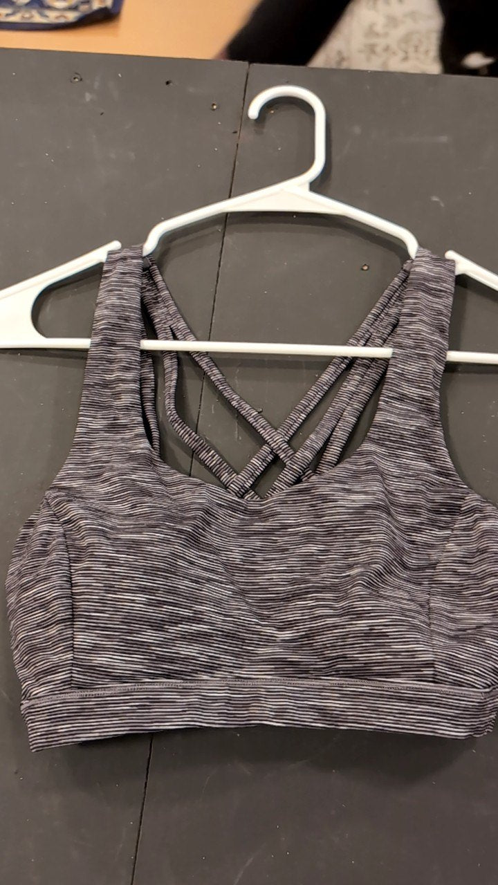 Lululemon Sports Bra Small Grey/ Black Stripes