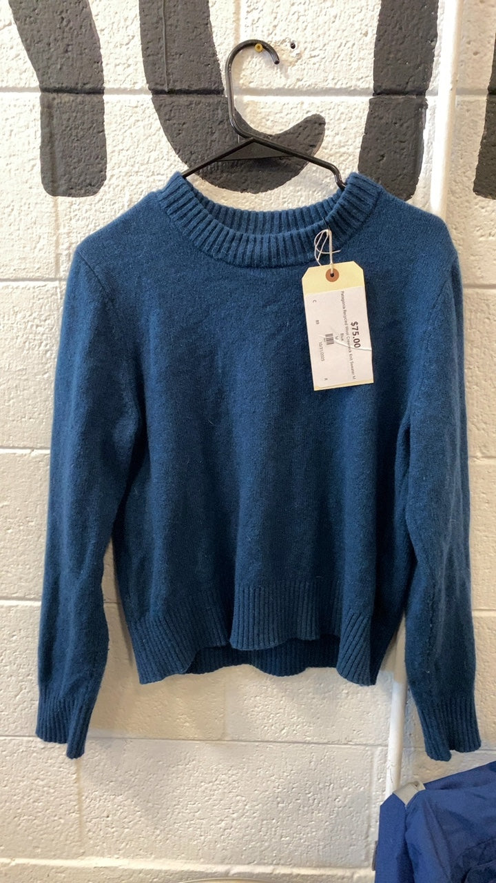 Patagonia Recycled Wool Crewneck Knit Sweater M Blue