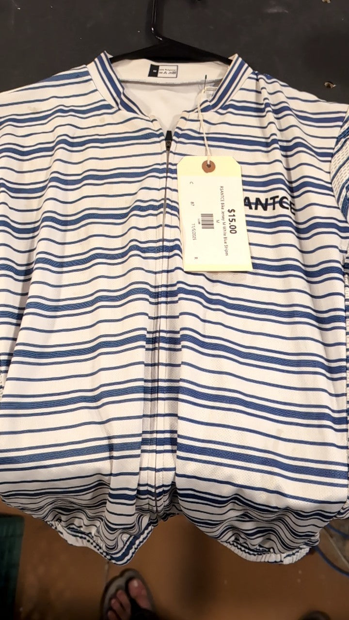RSANTCE Bike Jersey M White Blue Stripes