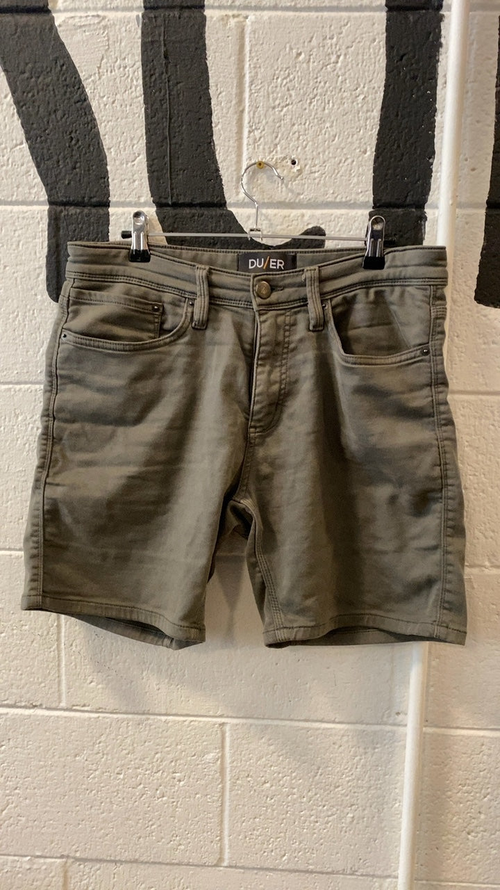 DU/ER No Sweat Slim Shorts 32x7 Green