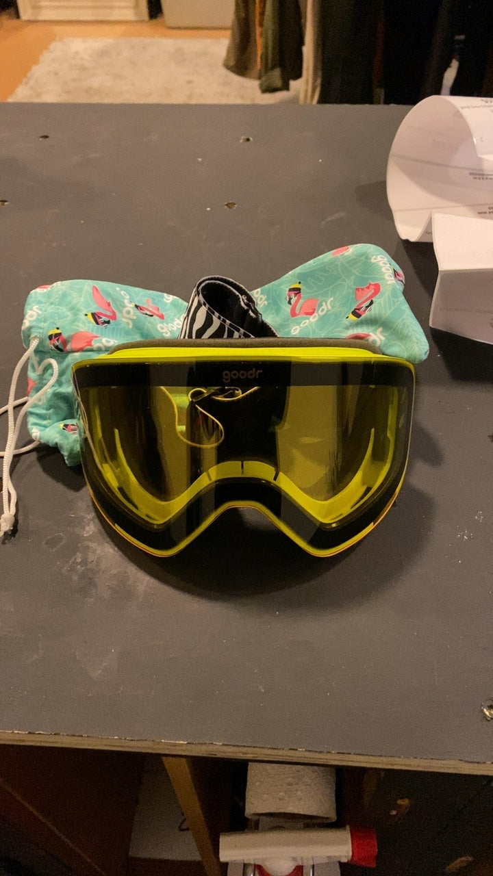 goodr Snow G Radioactive Zebroids Snow Goggles Yellow/Black/White