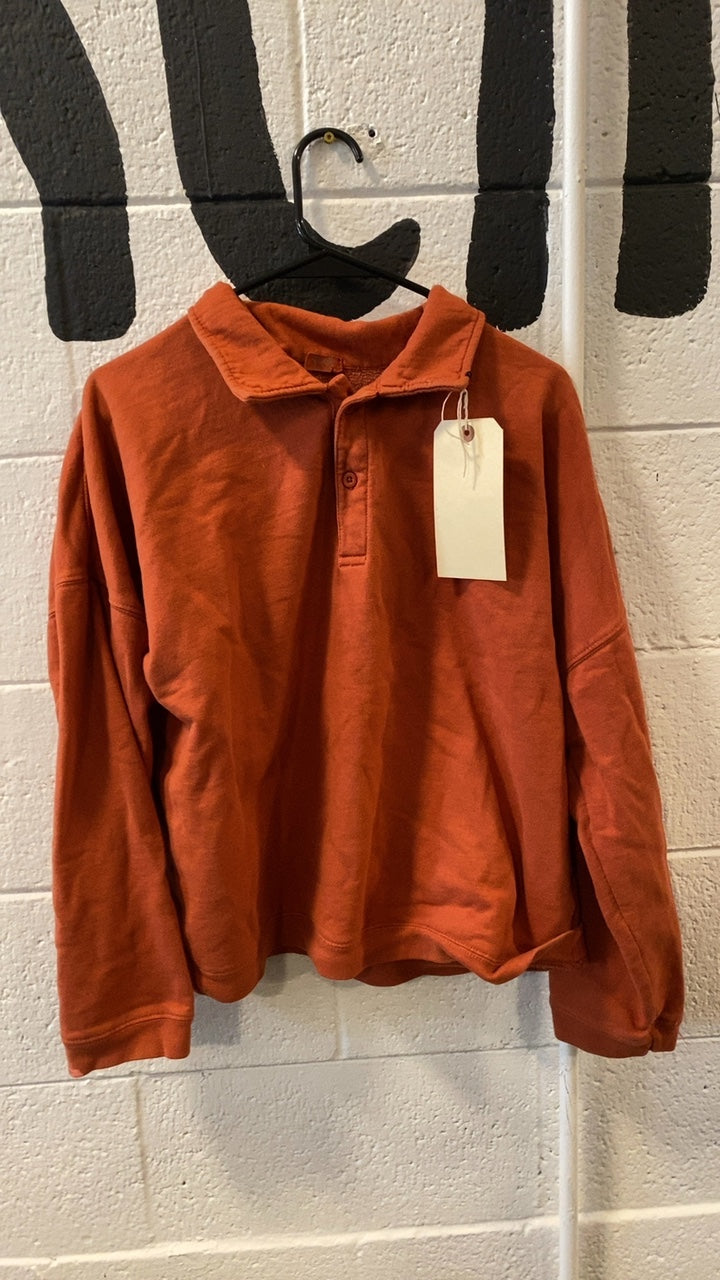 John Galt Button-Up Sweater M Orange