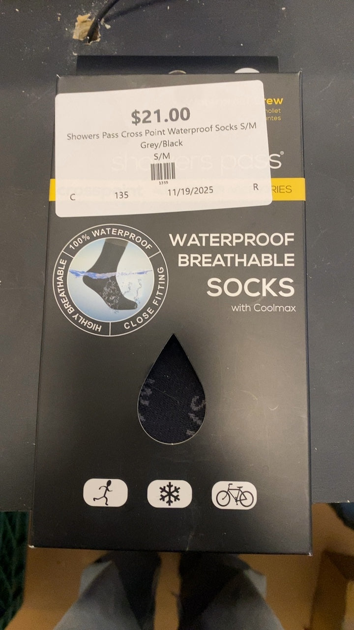 Showers Pass Cross Point Waterproof Socks S/M Grey/Black