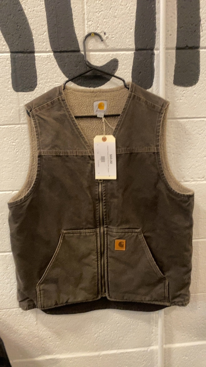Carhartt Fleece-Lined Sherpa Vest L Brown