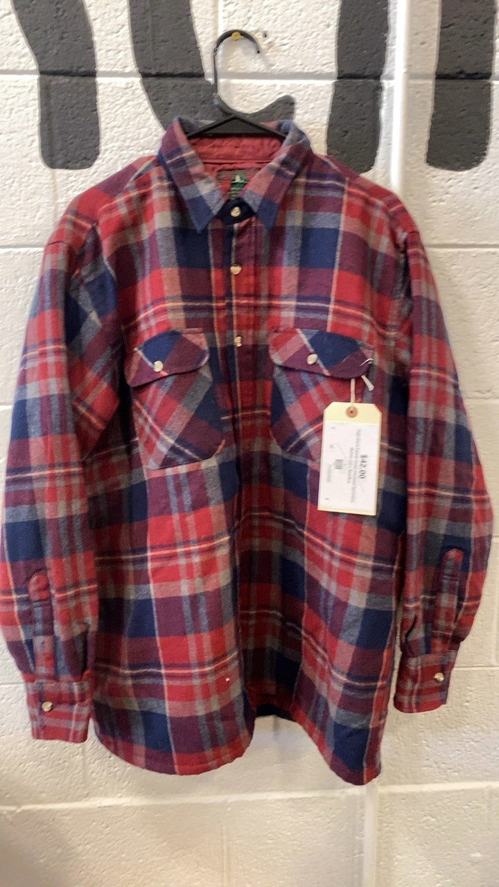 High Sierra Flannel Jacket Insulated (Synthetic) (Button Up) L Red/Blue