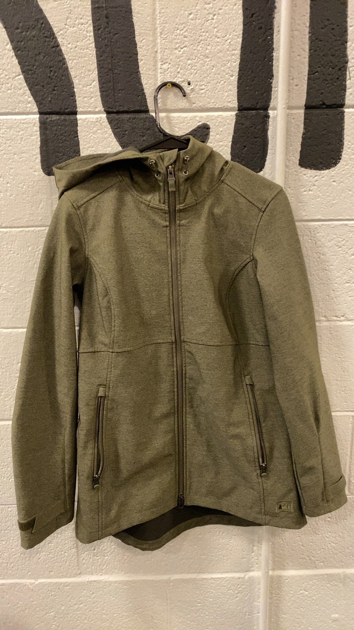 REI Jacket (Full Zip) (Hood) M Green