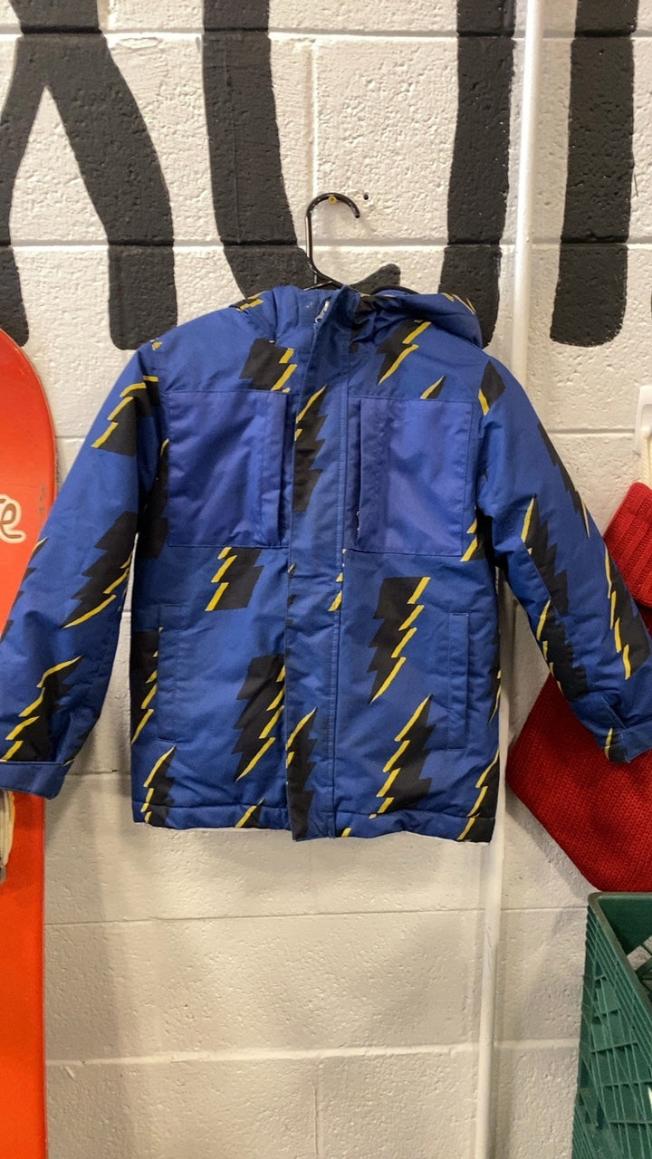 Hanna Anderson Lightning Bolt Jacket (Snow) Youth 6/7 Blue/Yellow