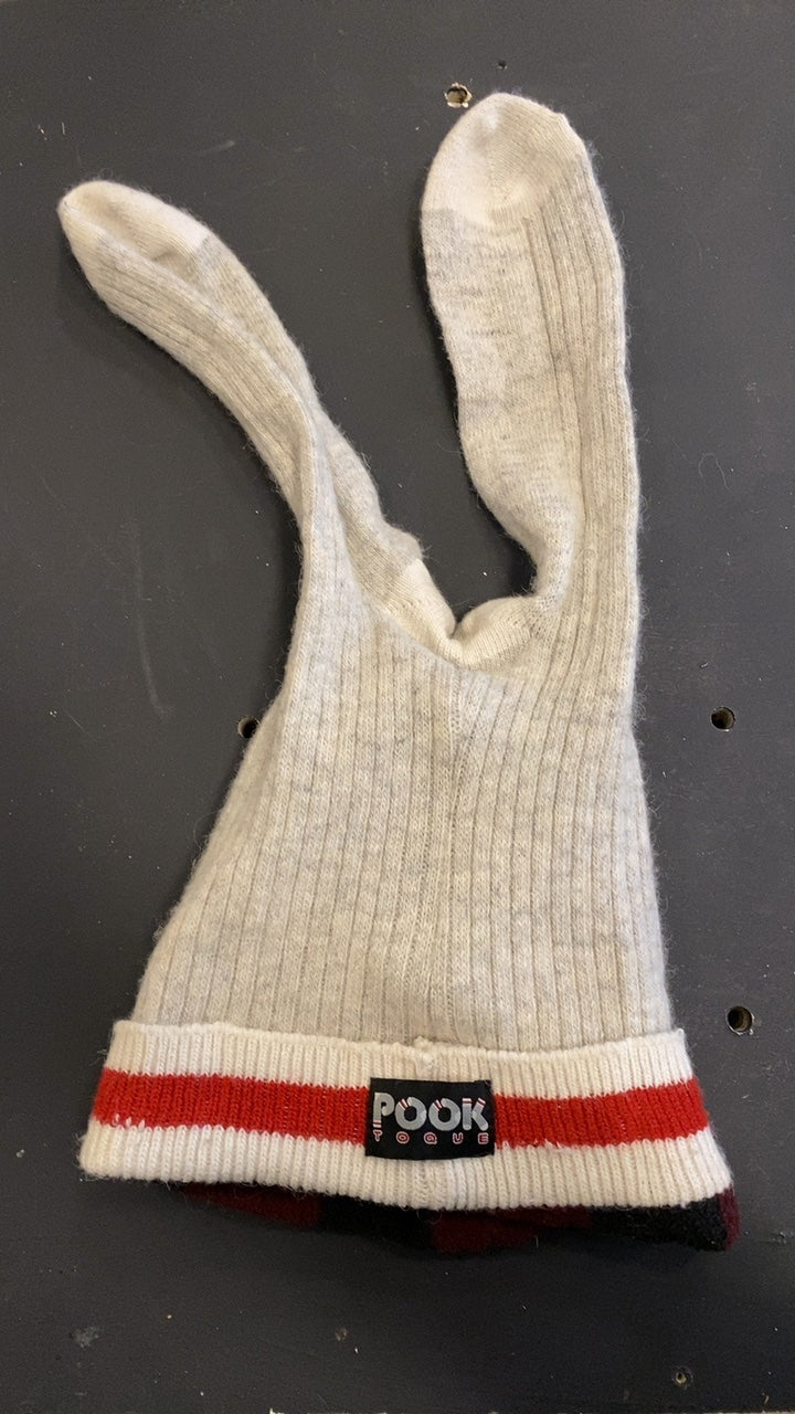 POOK Toque Sock Hat (Beanie) Grey/Red