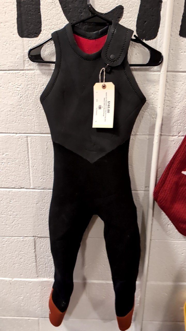 Kassia Surf Aquarelle 2mm Not So Long Jane Wetsuit (Bib) 6 Black/Orange