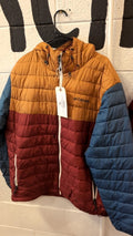 Columbia Puffy Jacket (Full Zip/ Hood) XL Red/Orange/Blue