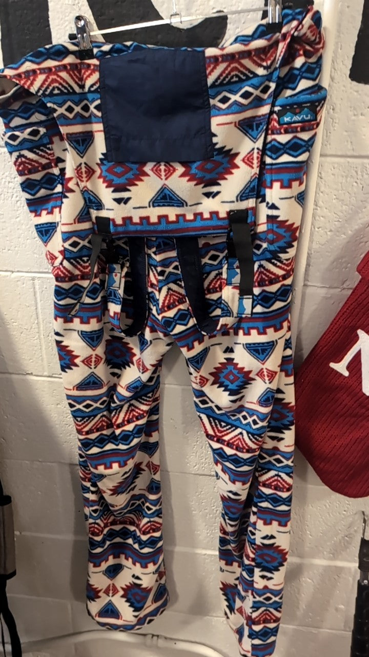 KAVU Overalls XL Beige/Red/Blue Fleece
