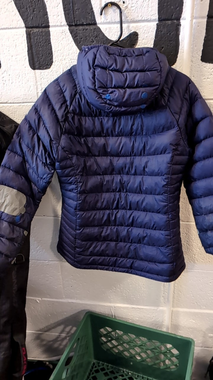 Eddie Bauer Down Jacket S Blue w/ Patches