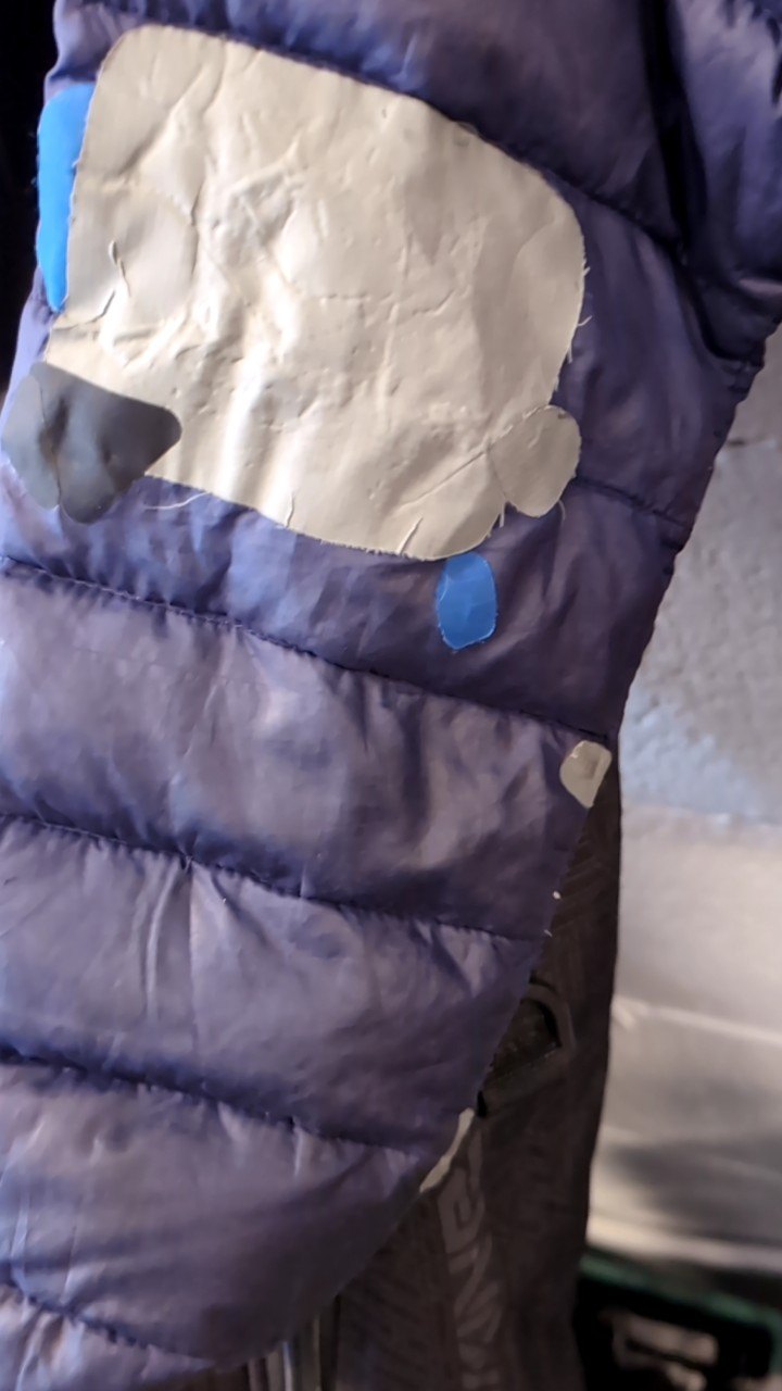 Eddie Bauer Down Jacket S Blue w/ Patches