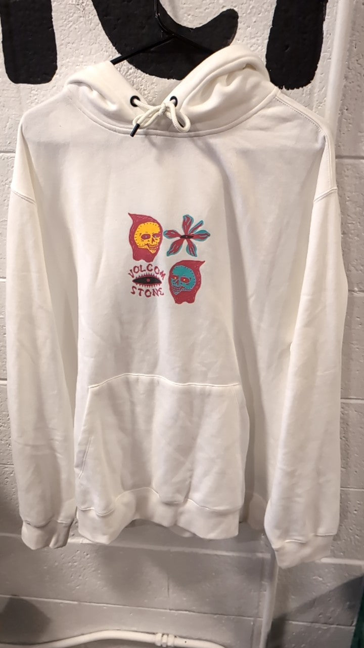 Volcom Hoodie L White Skull Flower