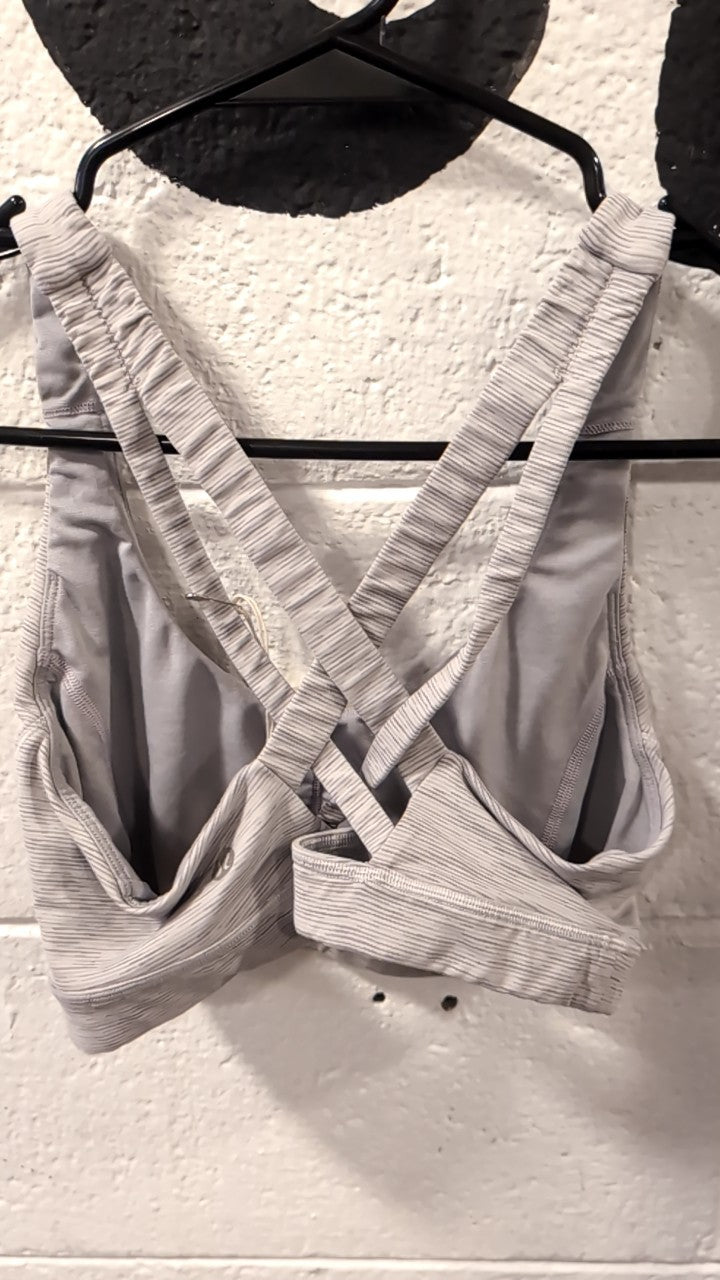 Lululemon Sports Bra S White/Grey Razer Back