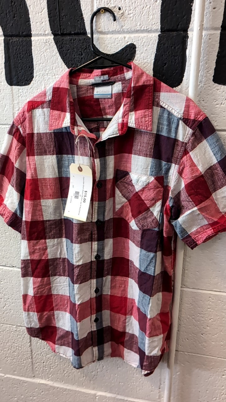 Columbia Short Sleeve (Button Up) M Red/White