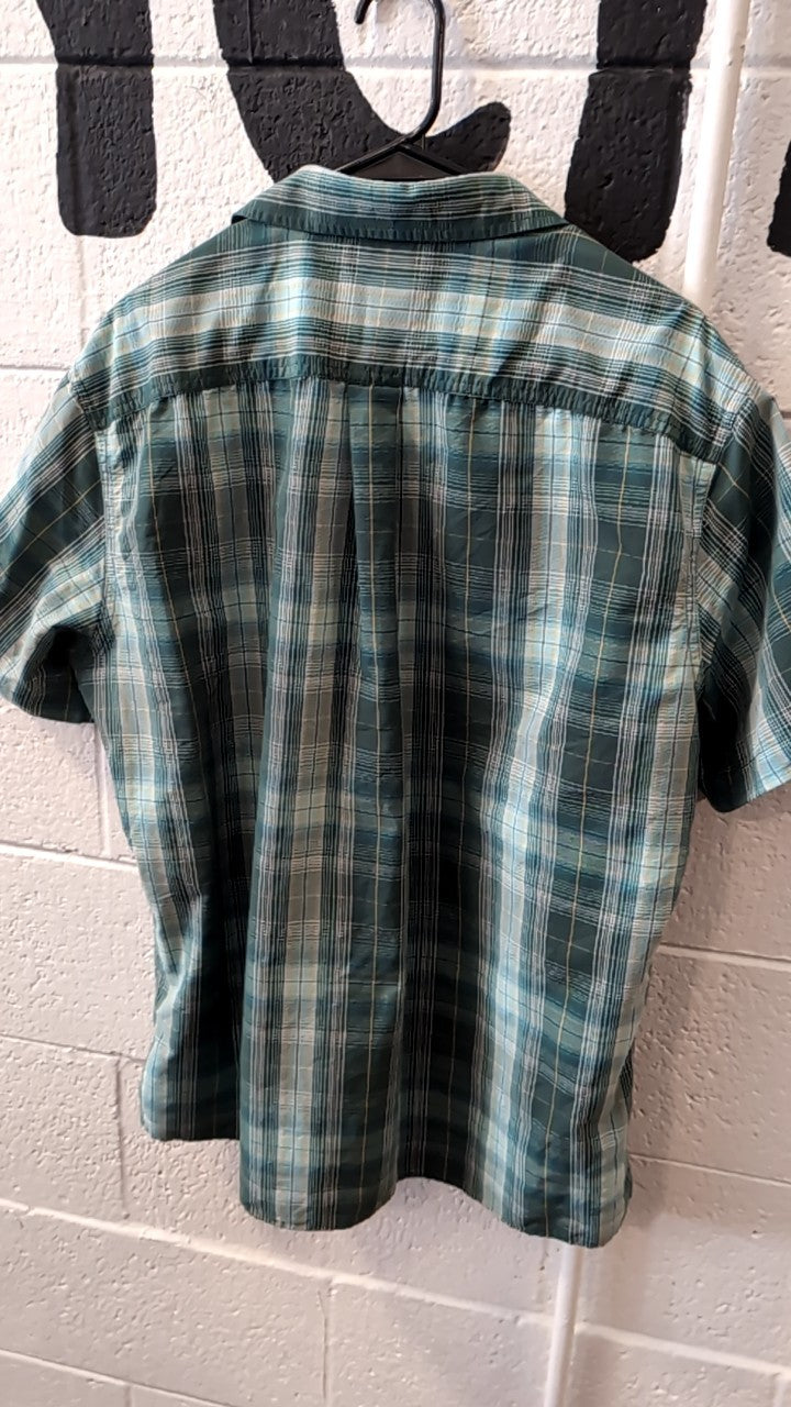 Eddie Bauer Short Sleeve (Button Up) L Green Flannel