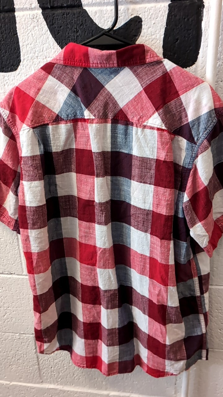 Columbia Short Sleeve (Button Up) M Red/White
