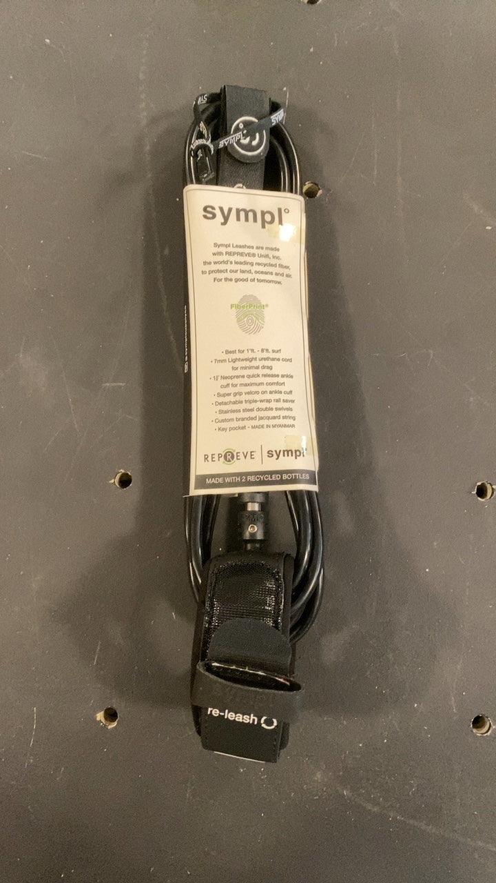 Sympl Longboard Eco-Leash Surf Leash 9' Black