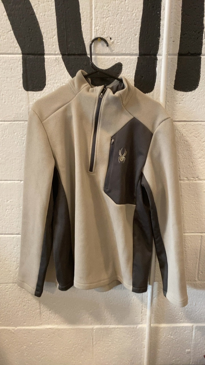 Spyder Fleece Jacket (Quarter-Zip) (No Hood) M Beige/Grey