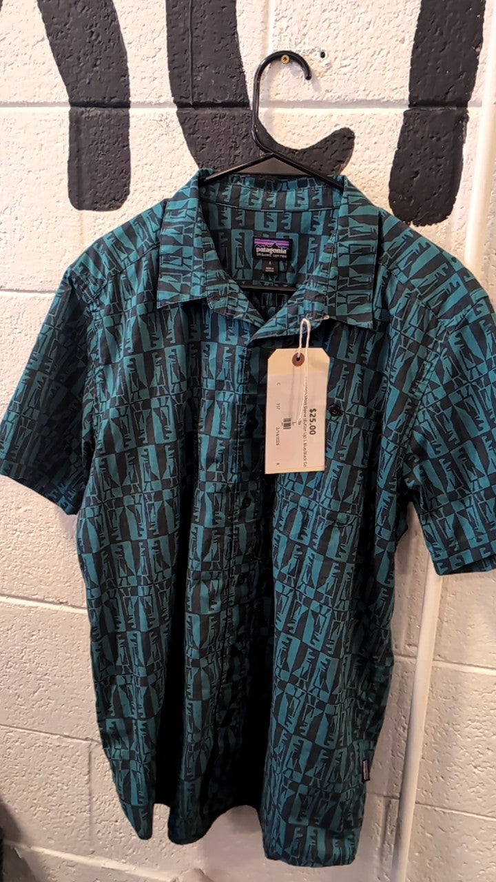 Patagonia Short Sleeve (Button Up) L Blue/Black Go To