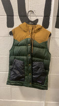 Patagonia Bivy Hooded Down Vest S Green/Brown