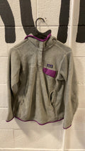 Patagonia Re-Tool Fleece Jacket (Quarter-Zip) (Hood) XS Grey/Purple