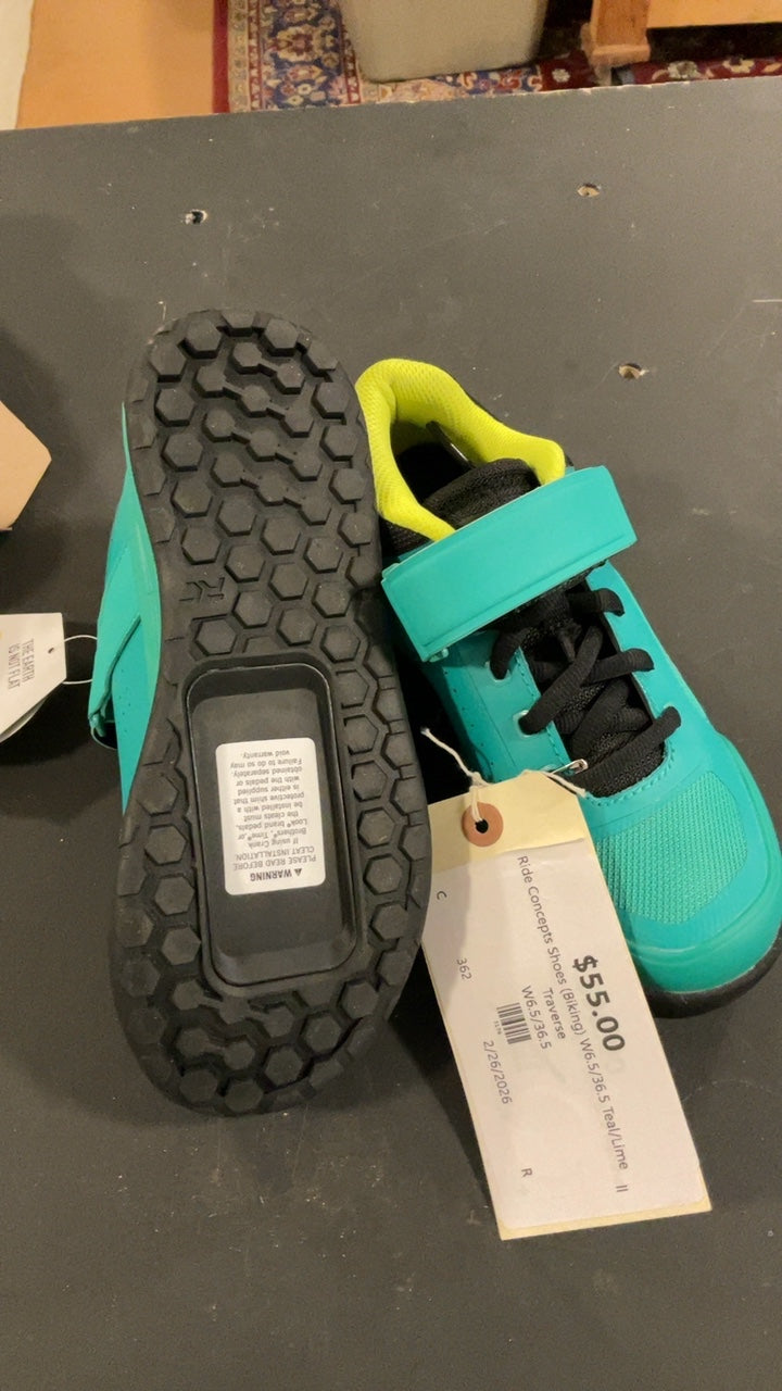 Ride Concepts Shoes (Biking) W6.5/36.5 Teal/Lime Traverse