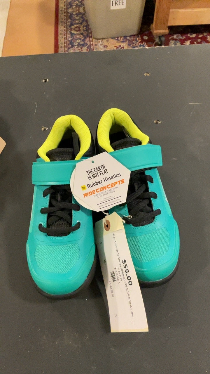 Ride Concepts Shoes (Biking) W6.5/36.5 Teal/Lime Traverse
