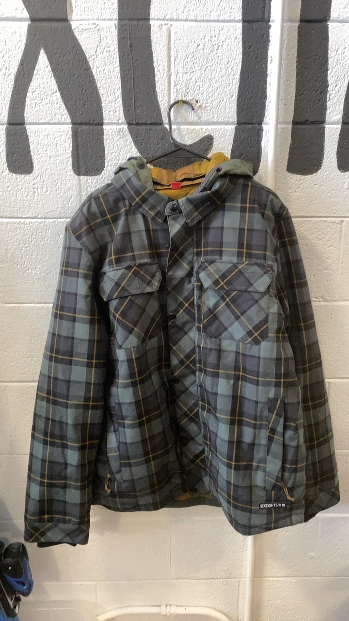 686 Woodland Insulated Jacket L Green/Blue Plaid