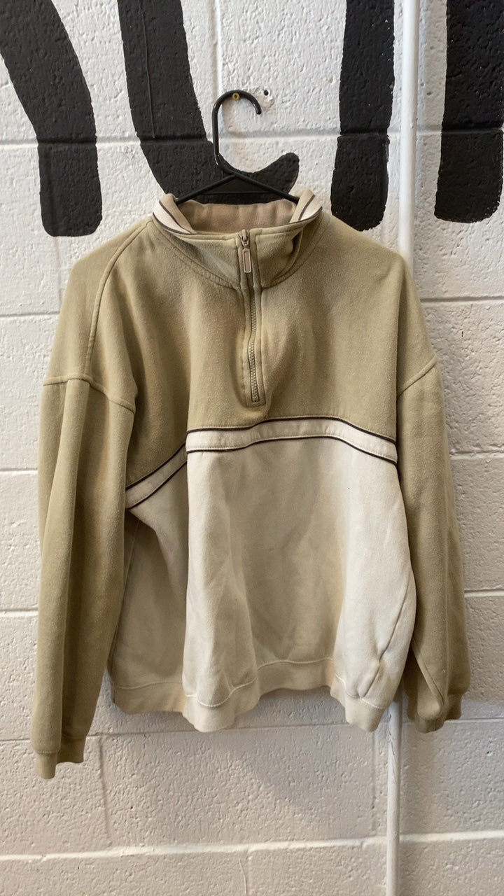 Knightsbridge Quarter-Zip Jacket L Beige/White