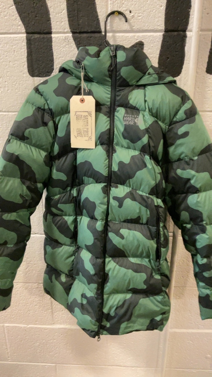 Mountain Hardwear Down Jacket S Green Camo W's Rea Ridge Parka