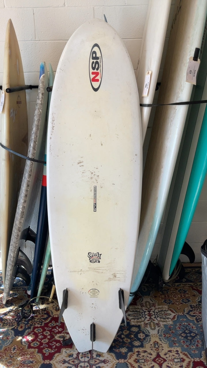 NSP Fish Surfboard (Short) 6'4" Orange/White