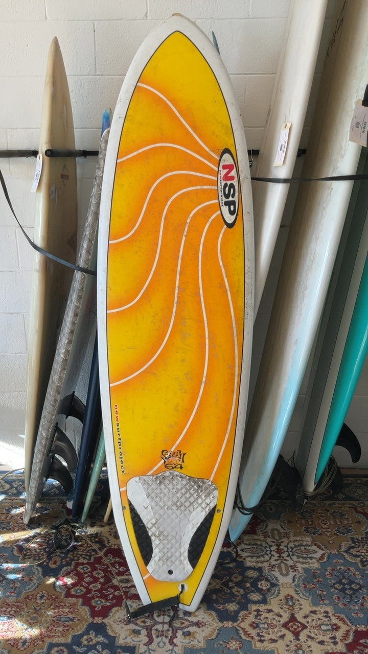NSP Fish Surfboard (Short) 6'4" Orange/White