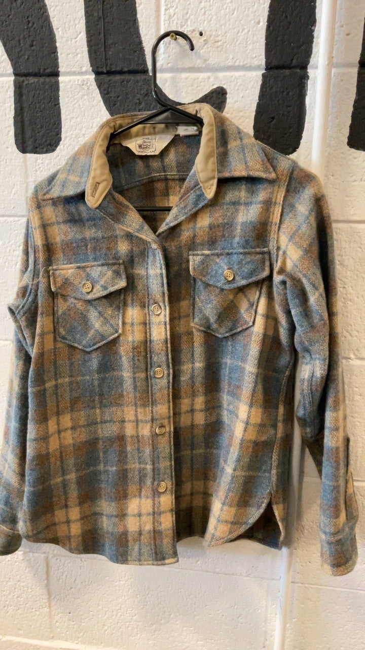 Woolrich Flannel W9/10 Blue/Tan Wool blend