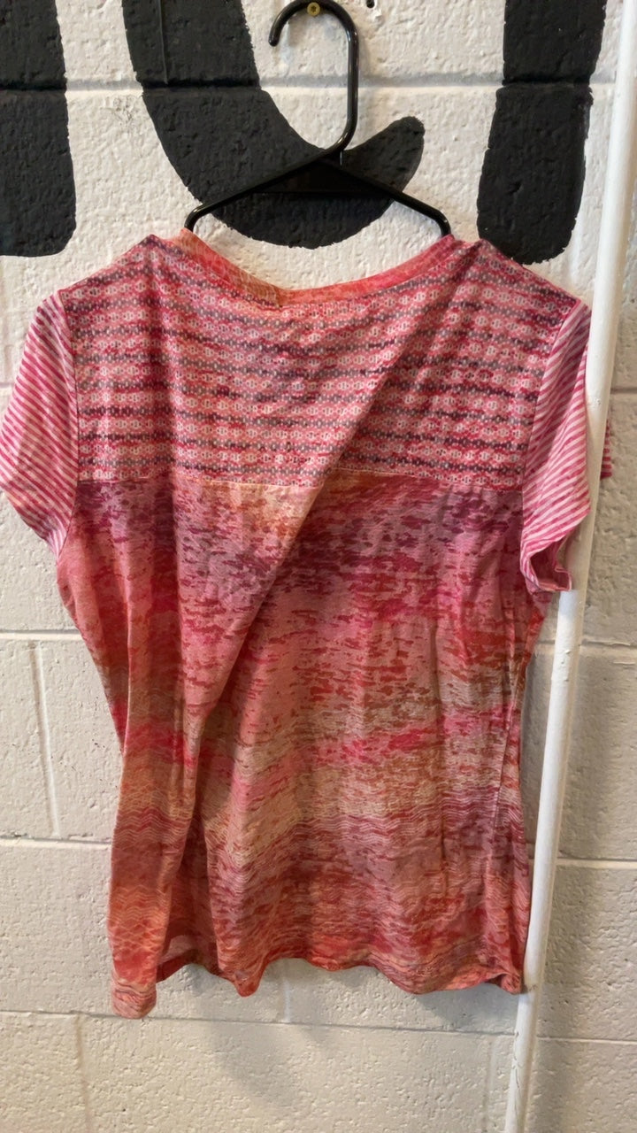 Prana T-Shirt L Pink Tie Die