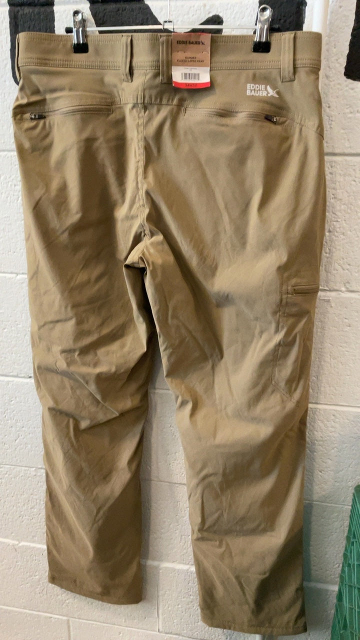 Eddie Bauer Pants (Hiking) 34x32 Tan Rainier Fleece-Lined