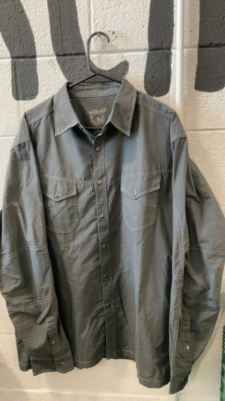 KUHL Athletic T-Shirt (Longsleeve) XL Grey ELUXUR Button Down