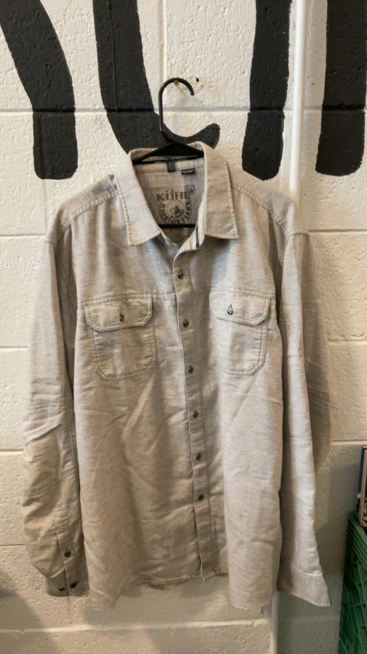 KUHL T-Shirt (Longsleeve) XL White/Grey Button Down