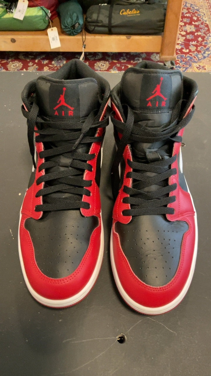 Nike Jordan 1 Mid Shoes 13 Red/Black/White