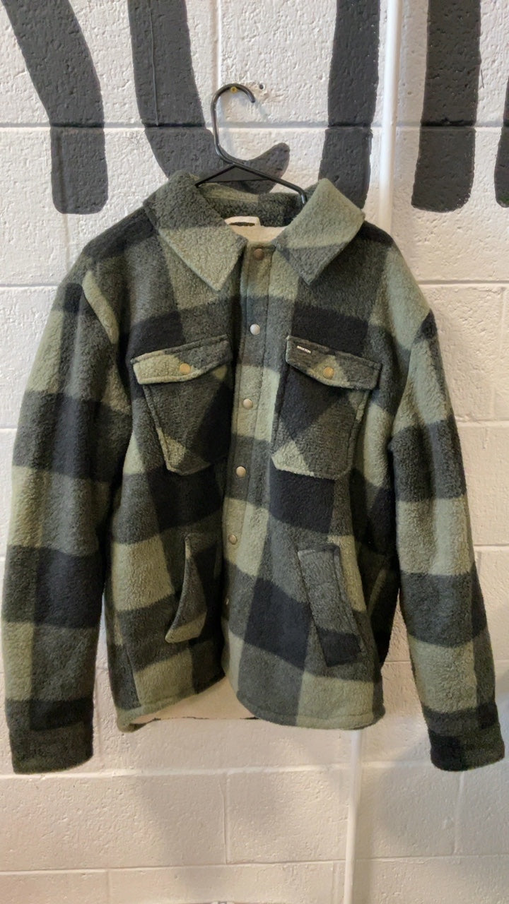 Brixton Fleece Sherpa Jacket L Green/Black/White