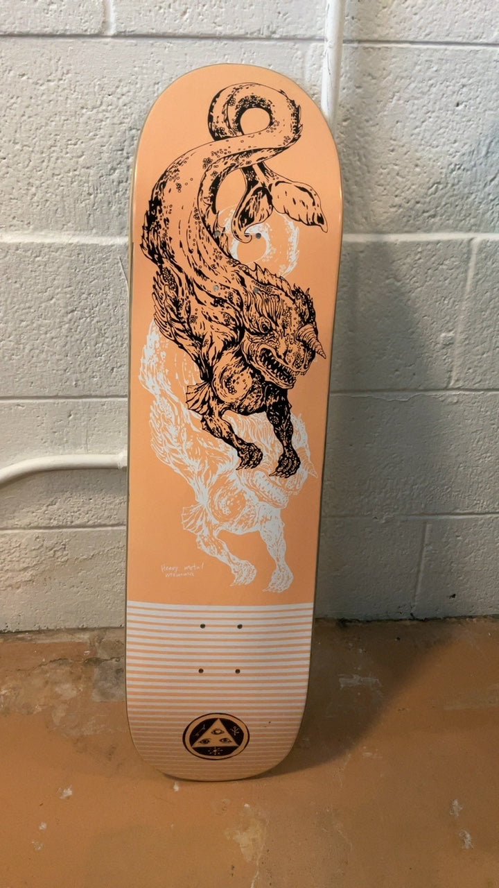 Heavy Metal Mommma Skateboard Deck 8.5"x32" Blue/Orange
