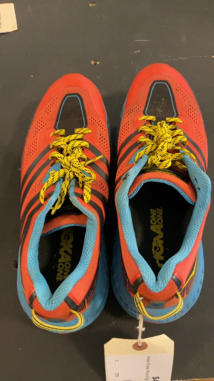 Hoka Shoes (Running) 10 Orange/Blue Speedgoat 3