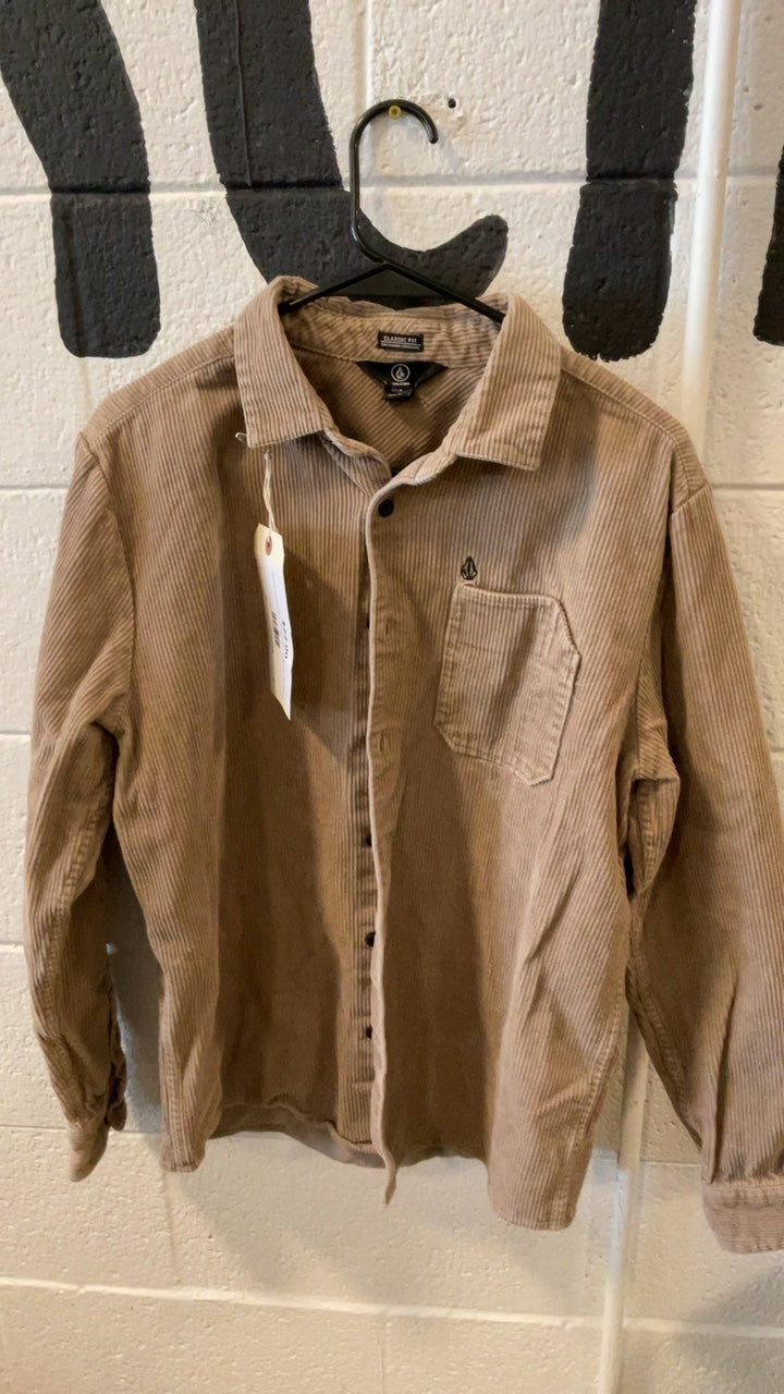 Volcom Longsleeve (Button-Up) M Brown Corduroy