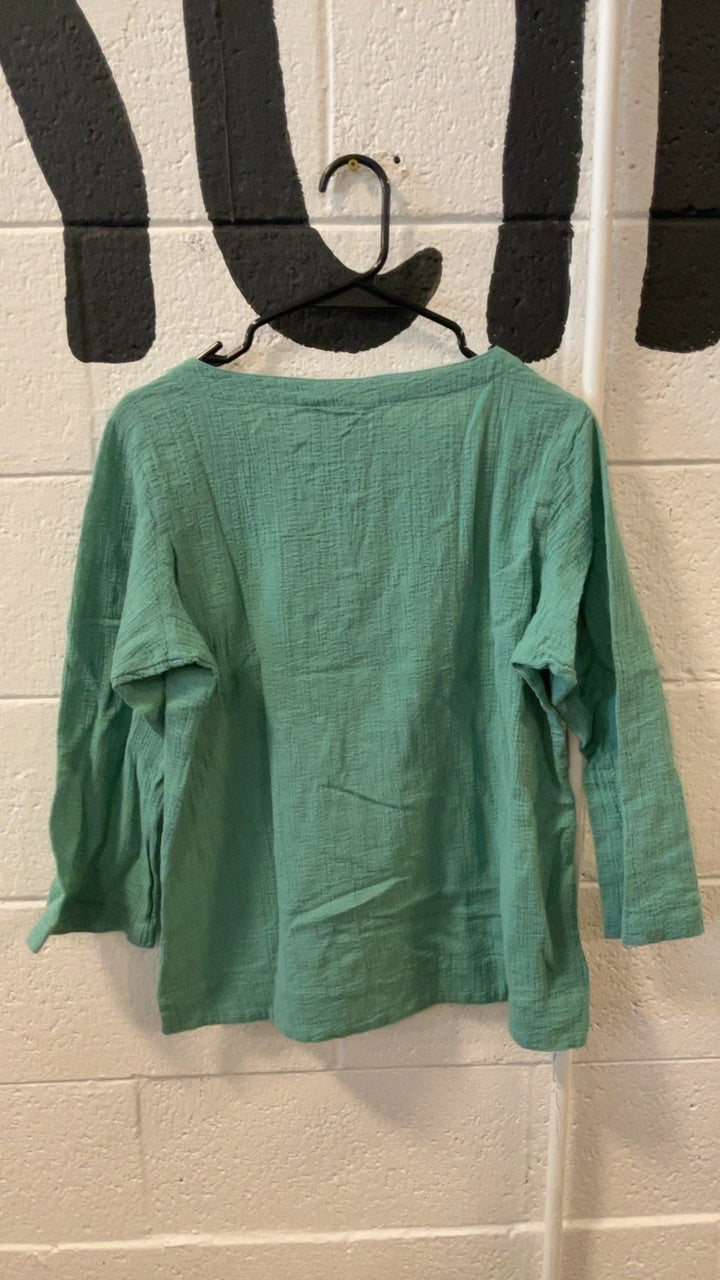 Royal Robins Shirt W/M Light Green Blouse V-Neck